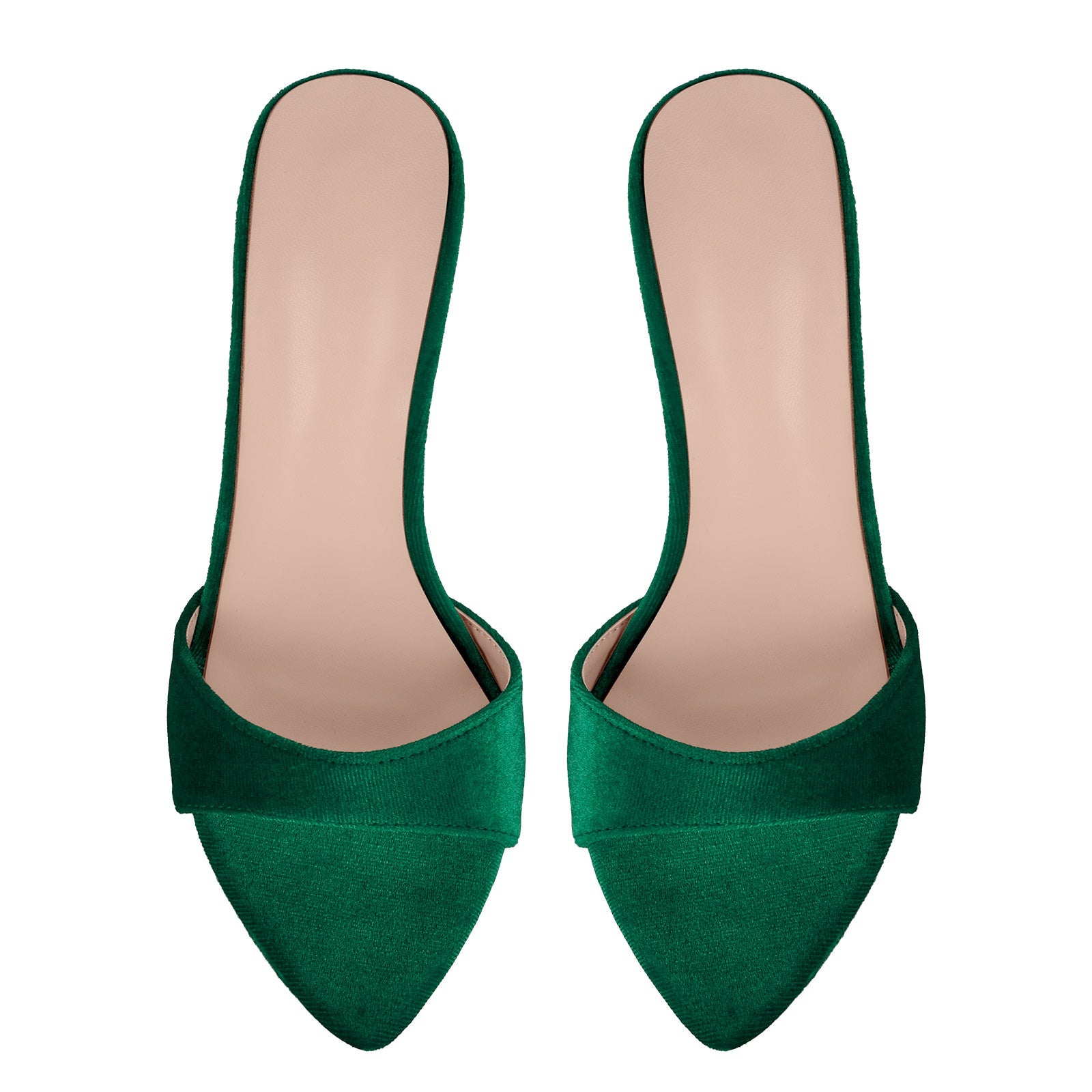 Velvet Pointed Toe Slip On Mules - Onlymaker