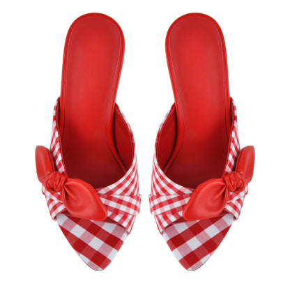Pointed Toe Bow Stiletto Mules - Onlymaker