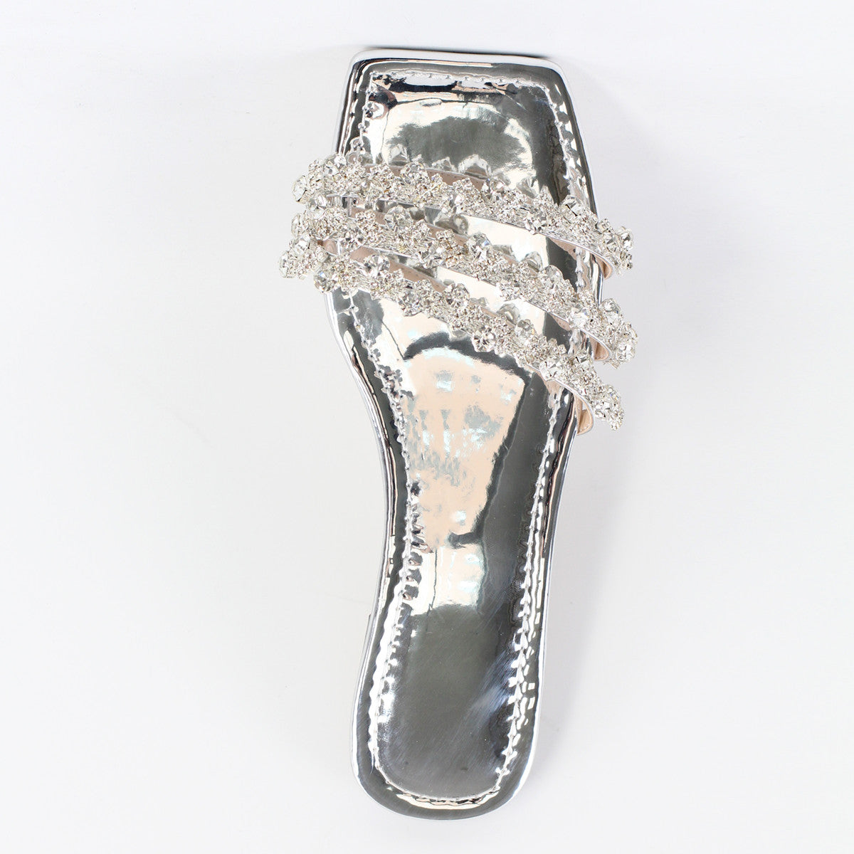 Rhinestone Straps Square Toe Flats - Onlymaker