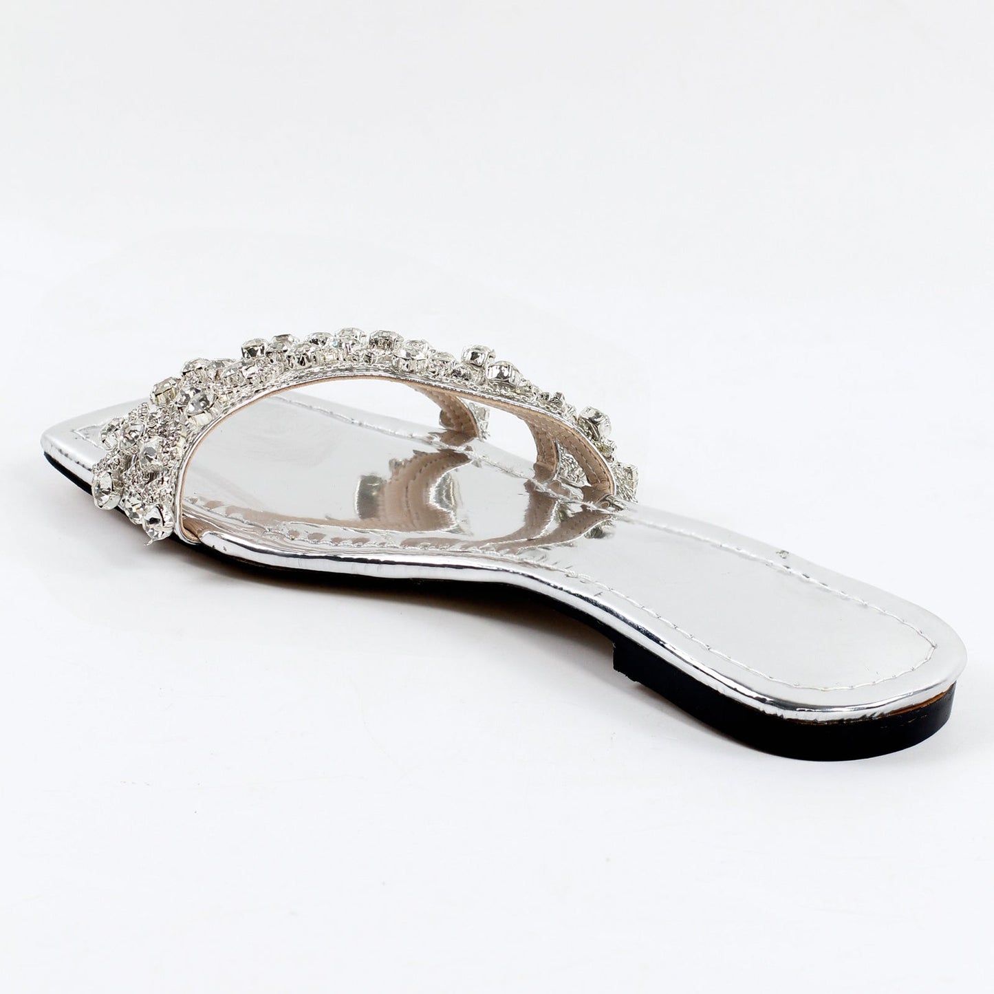 Rhinestone Straps Square Toe Flats - Onlymaker