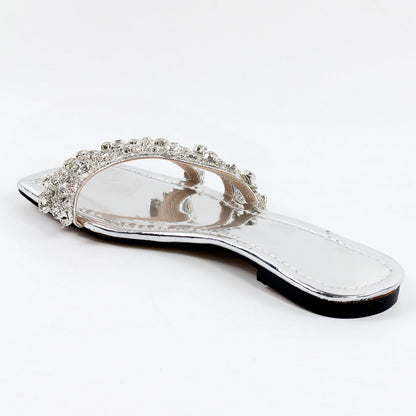 Rhinestone Straps Square Toe Flats - Onlymaker