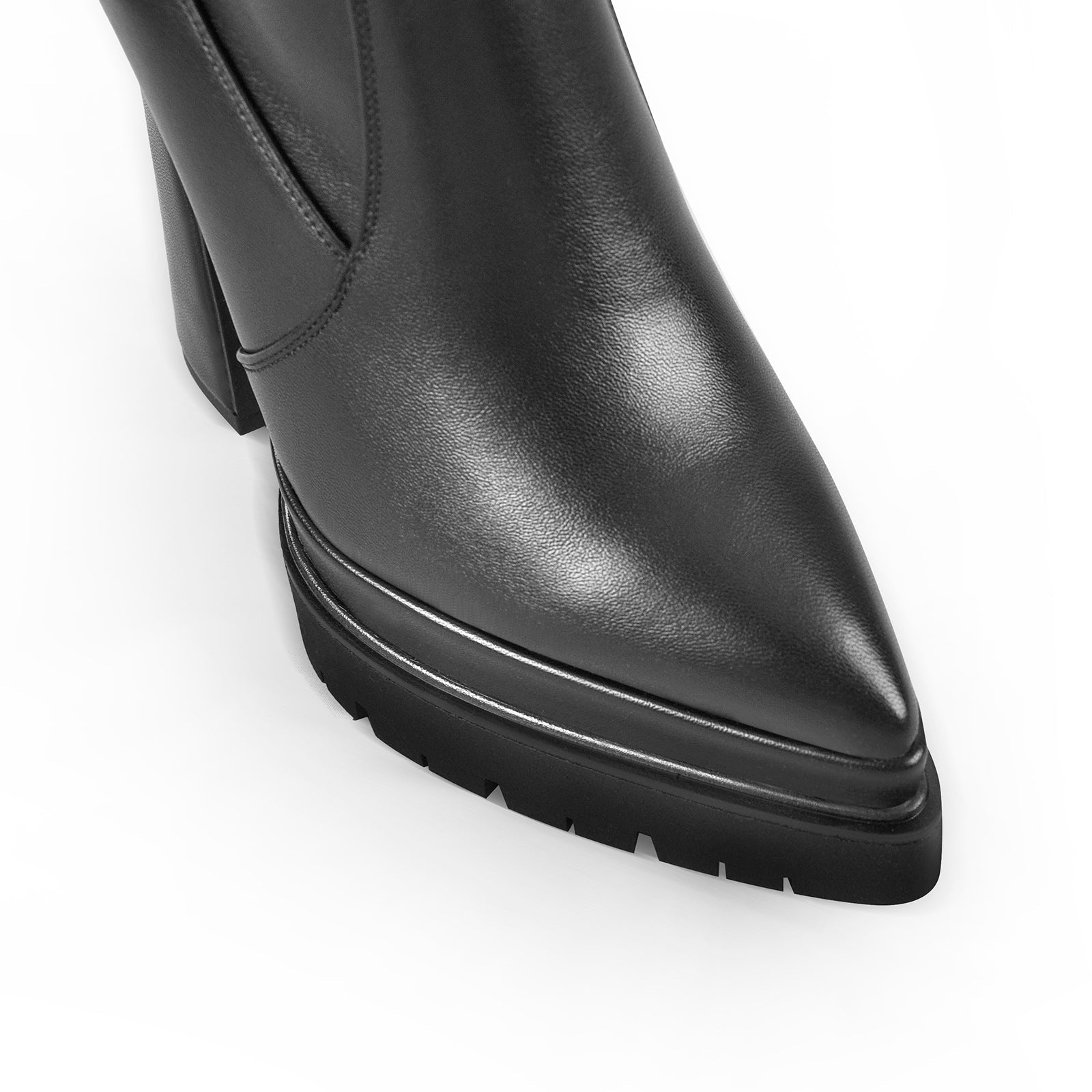 Black Pointed Toe Double Platform Knee High Boots - Onlymaker