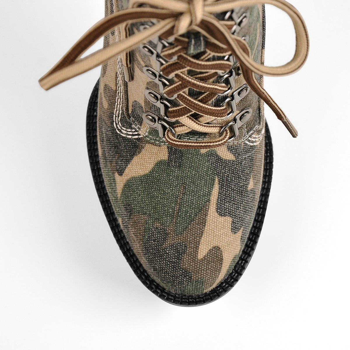 Camouflage Round Toe Platform Chunky Heels Ankle Boots - Onlymaker