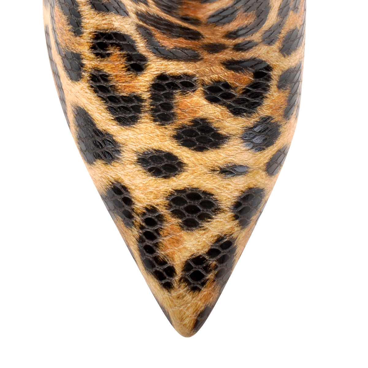 Leopard Pointed Toe High Heels Chunky Block Ankle Booties - Onlymaker