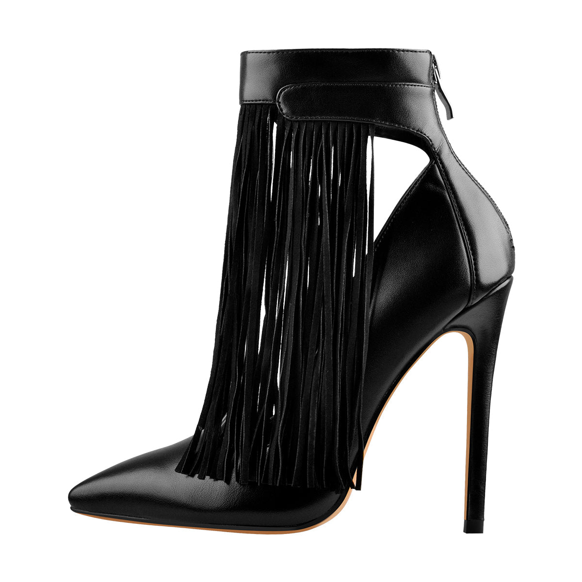 Fringe Pointed Toe Stiletto High Heels Ankle Pumps - Onlymaker
