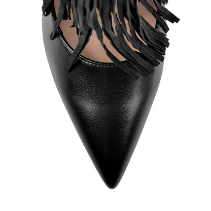 Fringe Pointed Toe Stiletto High Heels Ankle Pumps - Onlymaker