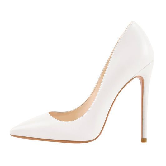 Matte White Pointed Toe Stiletto Pumps - Onlymaker