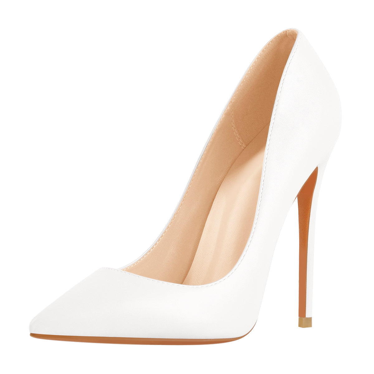 Matte White Pointed Toe Stiletto Pumps - Onlymaker
