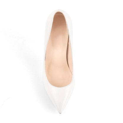 Matte White Pointed Toe Stiletto Pumps - Onlymaker