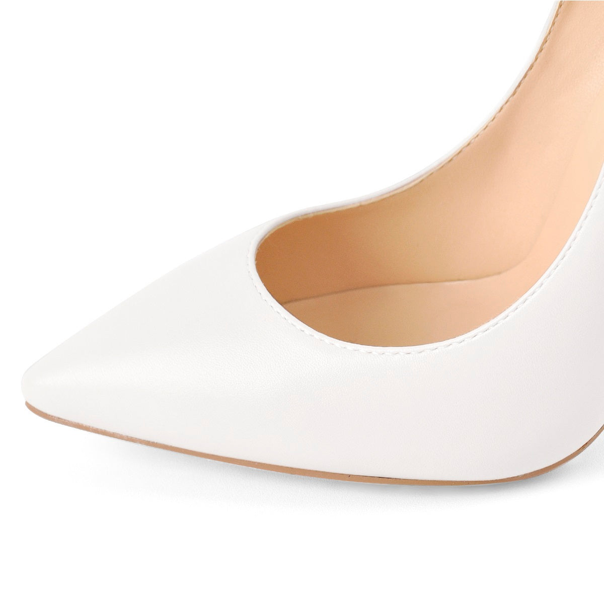 Matte White Pointed Toe Stiletto Pumps - Onlymaker