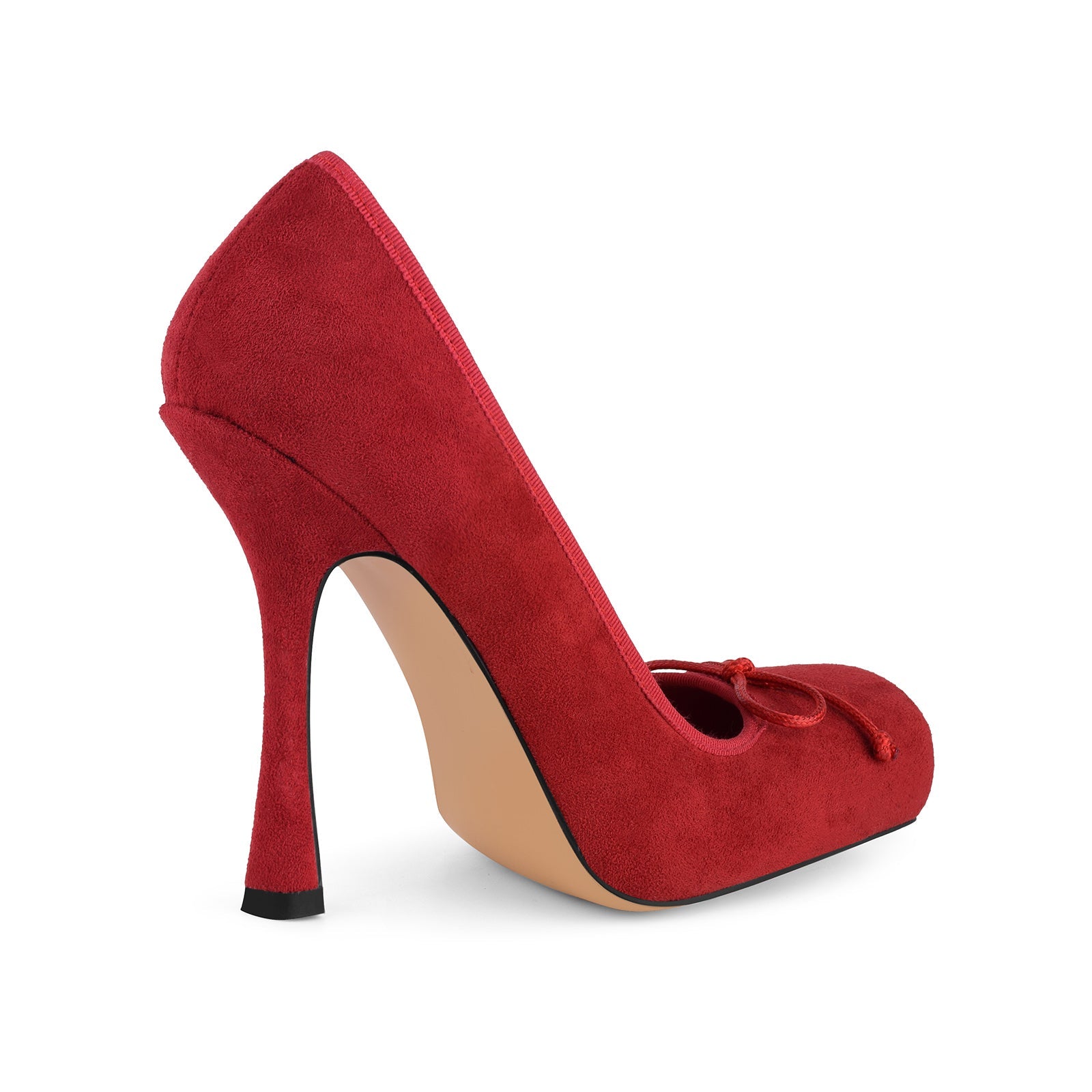 Suede Square Toe Bow Ballet Pumps - Onlymaker