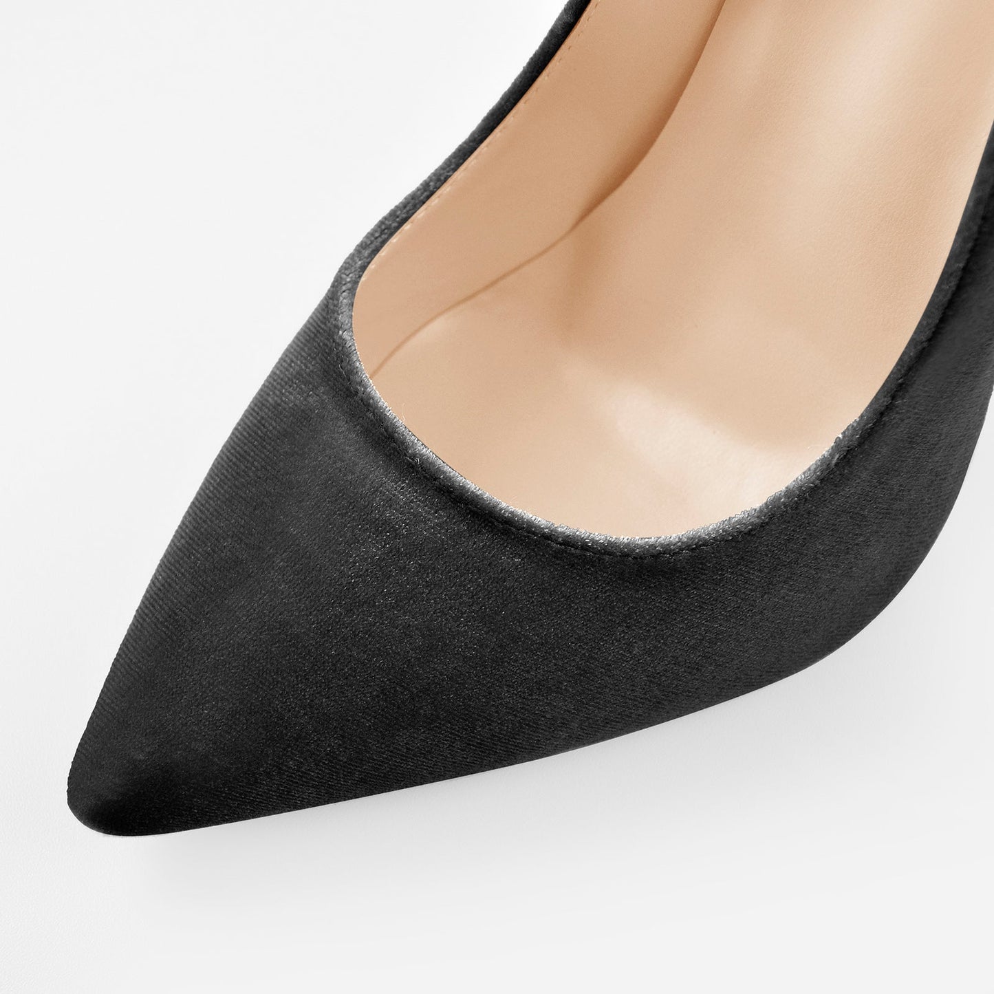 Pointed Toe Stiletto Slip-On Black Velvet Pumps - Onlymaker