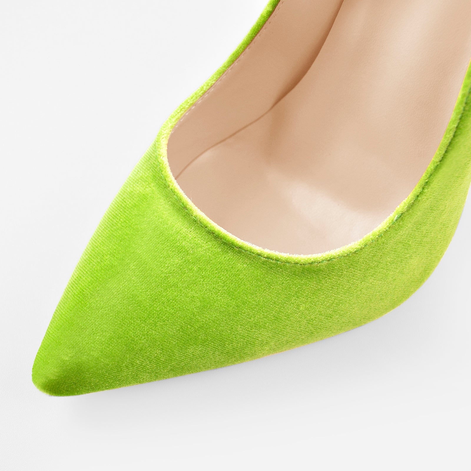 Pointed Toe Stiletto Slip-On Green Velvet Pumps - Onlymaker
