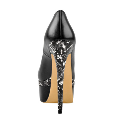 Snake Pattern Double Platform Stiletto Pumps - Onlymaker