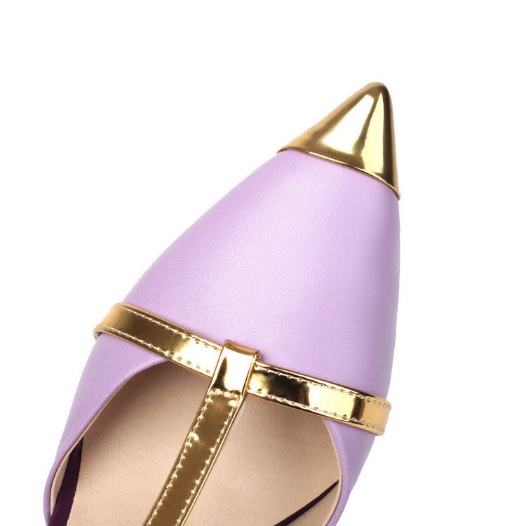 Pointed Toe Bow Ankle T-Strap High Heels - Onlymaker