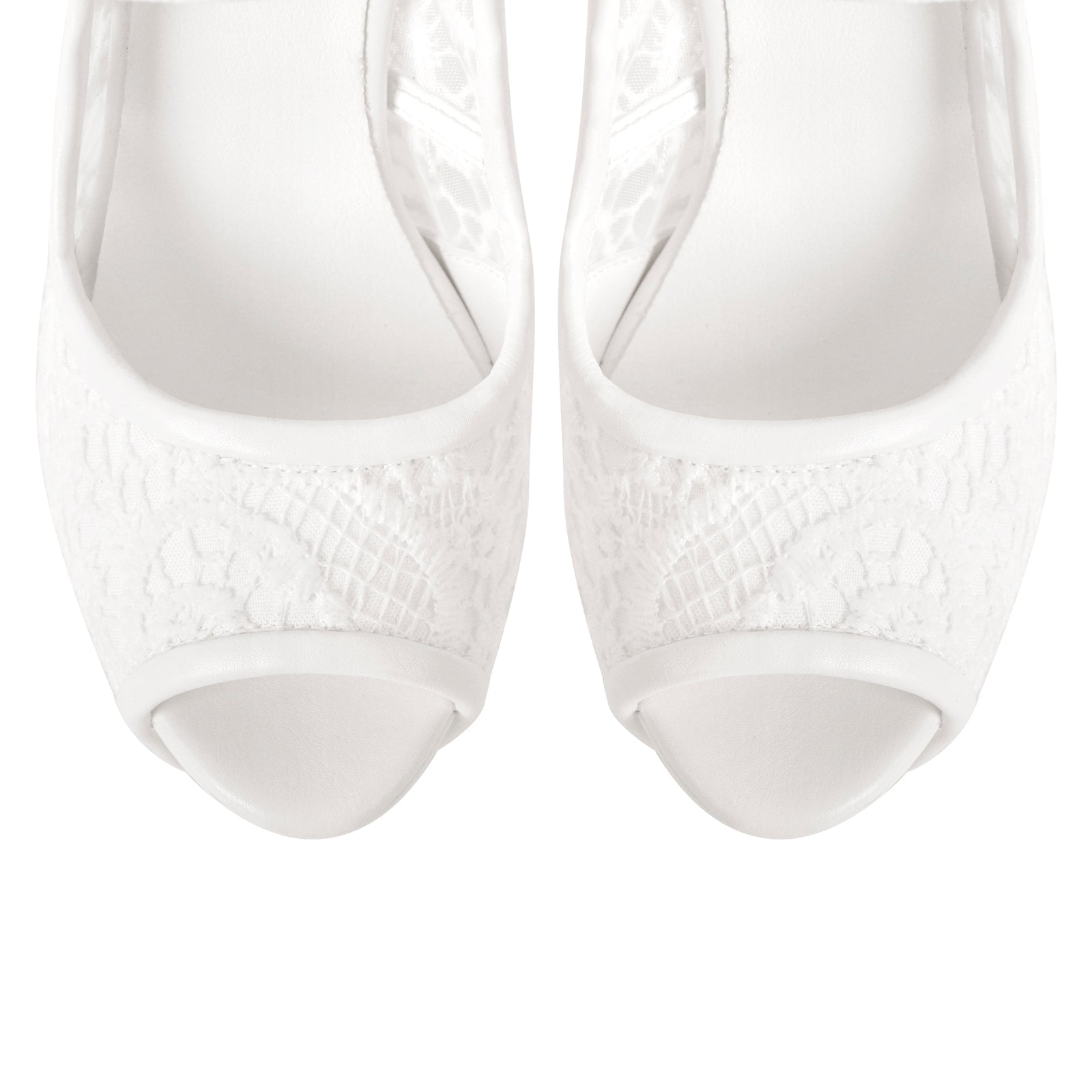 Peep Toe Platform Criss Cross Strap Mesh High Heels - Onlymaker