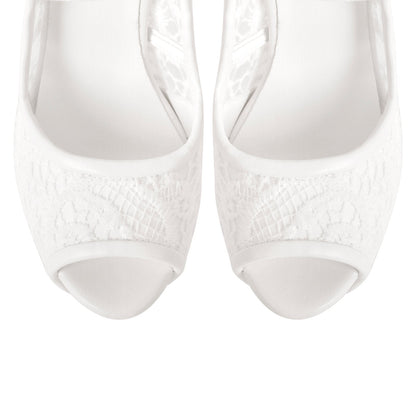 Peep Toe Platform Criss Cross Strap Mesh High Heels - Onlymaker