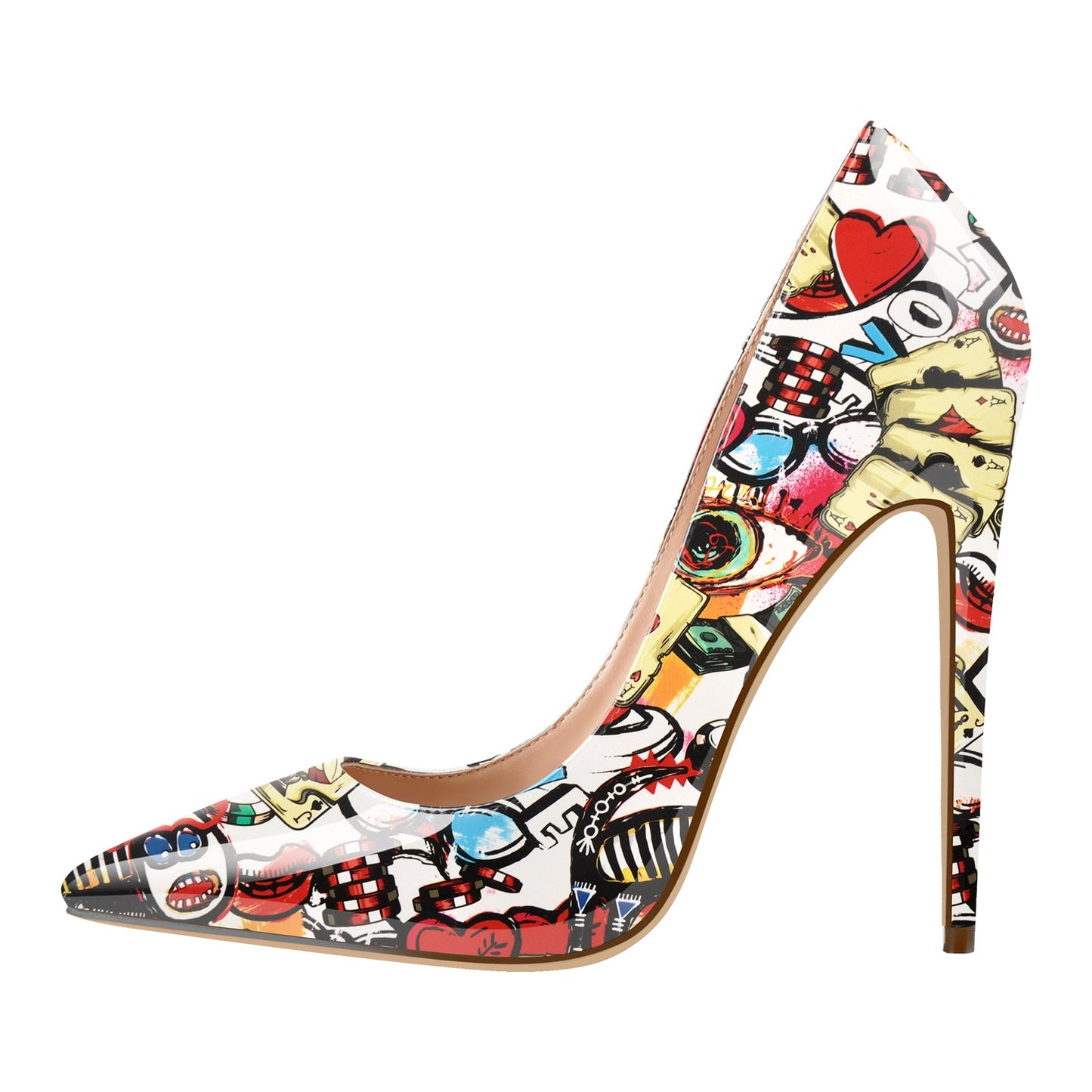 Pointed Toe Slip On Printed High Heels - Onlymaker