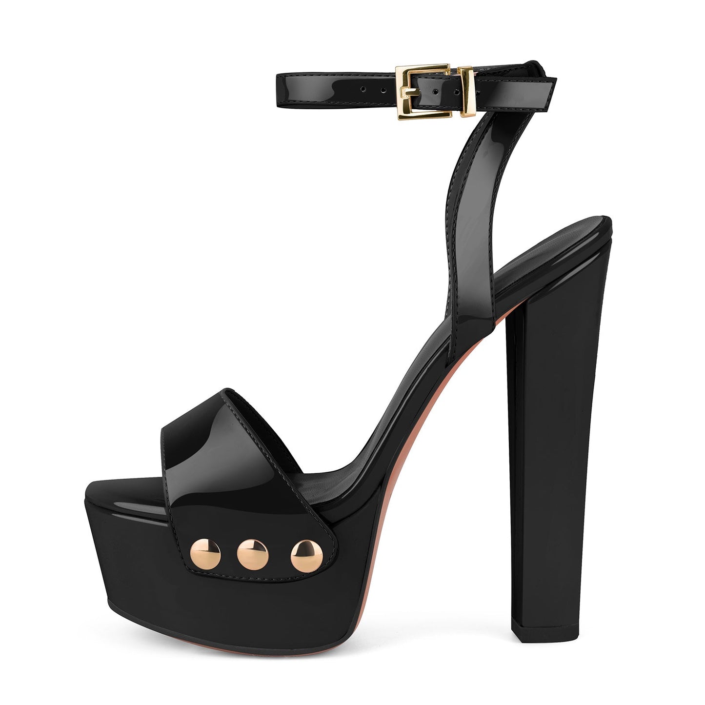 Platform Patent Leather Ankle Strap Sandals - Onlymaker