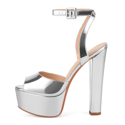 Platform Ankle Strap Chunky Heel Sandals - Onlymaker