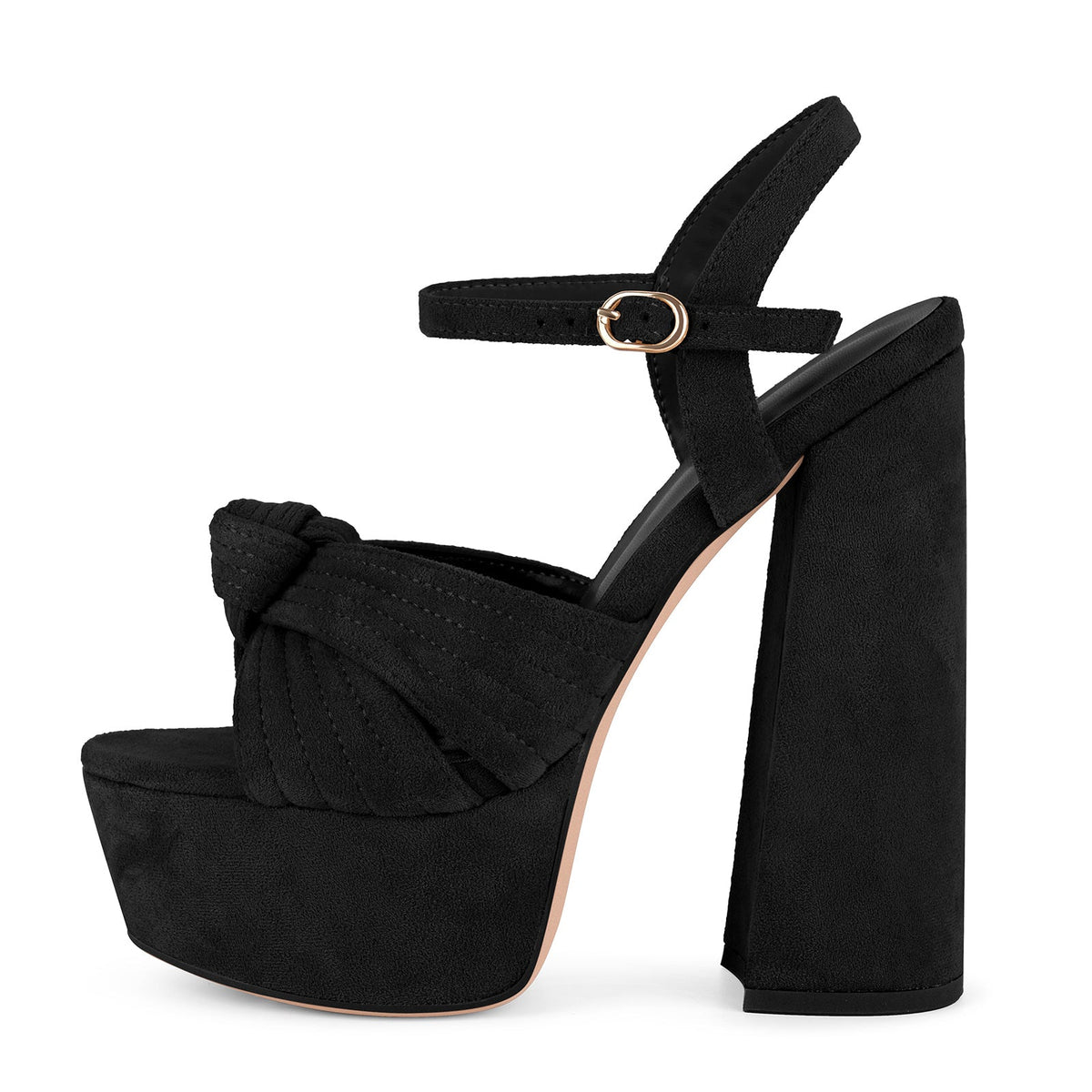 Suede Platform Buckle Strap Chunky Sandals - Onlymaker