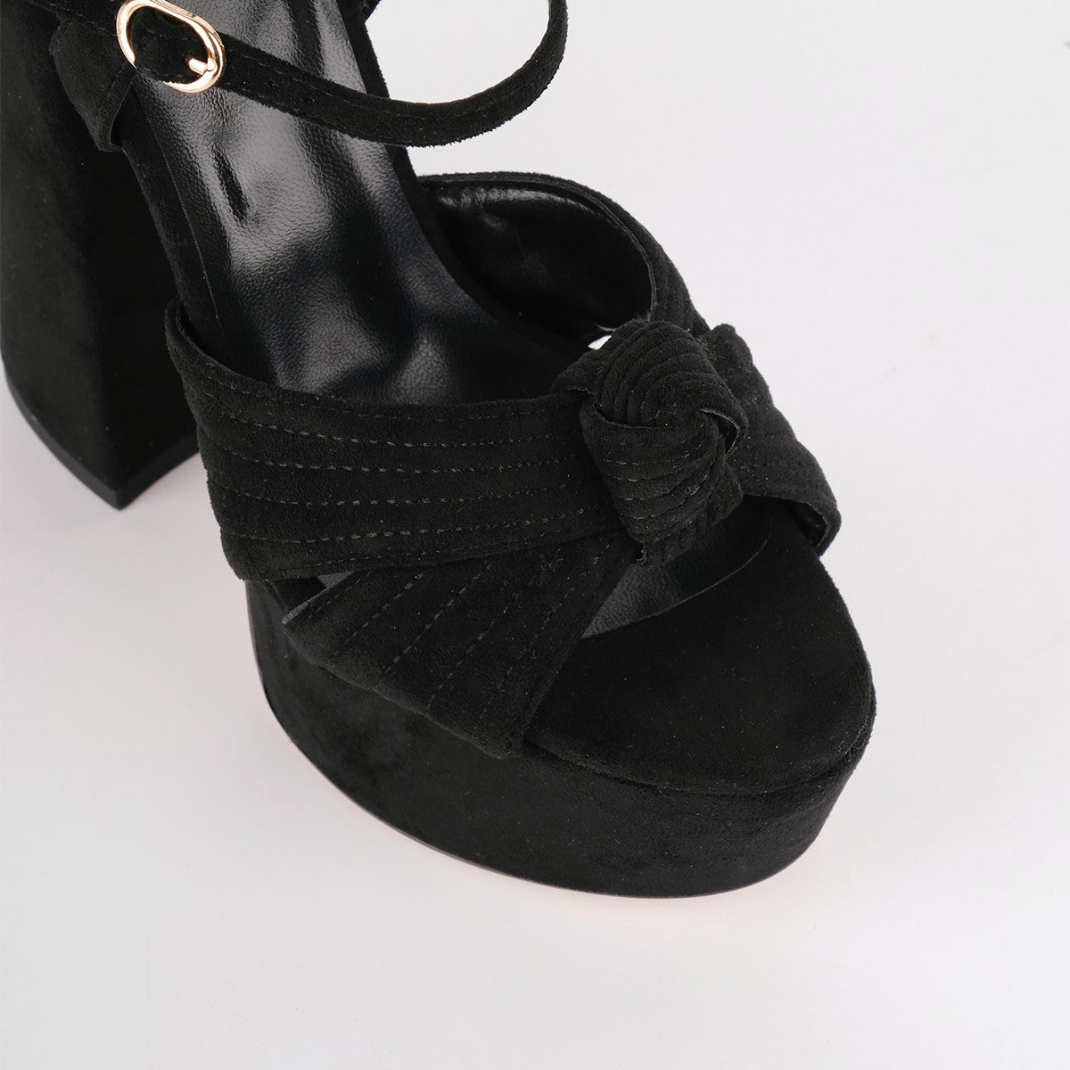 Suede Platform Buckle Strap Chunky Sandals - Onlymaker