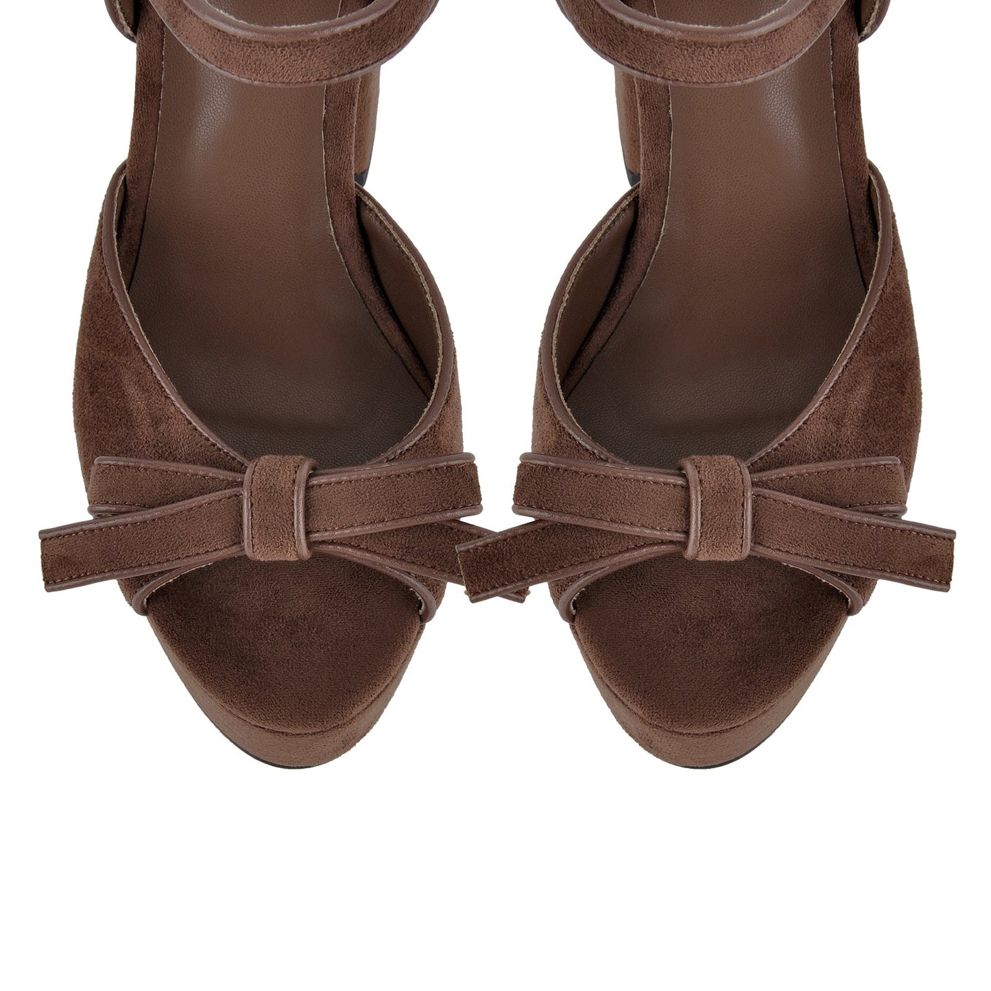 Suede Platform Bow Buckle Strap Sandals - Onlymaker
