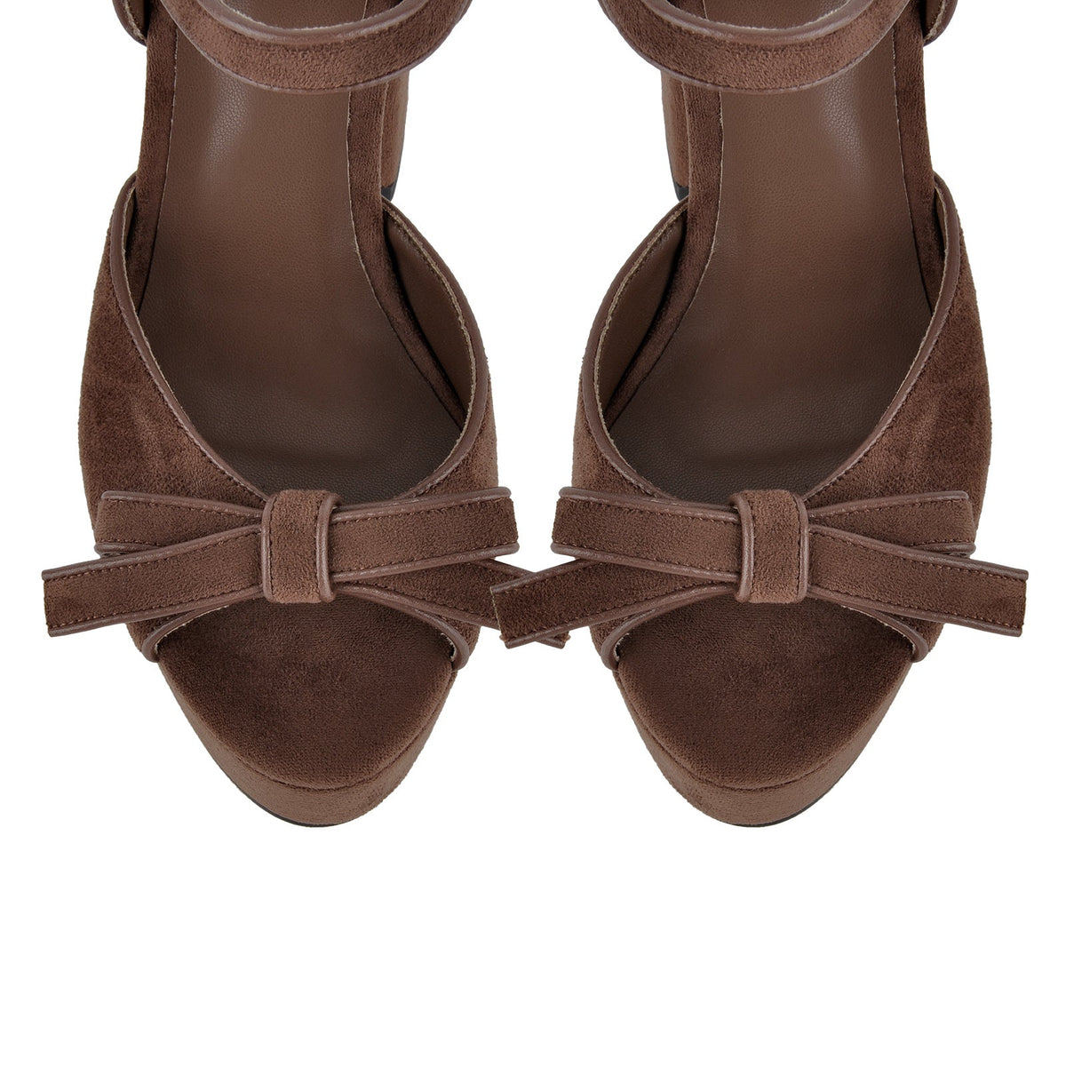 Suede Platform Bow Buckle Strap Sandals - Onlymaker
