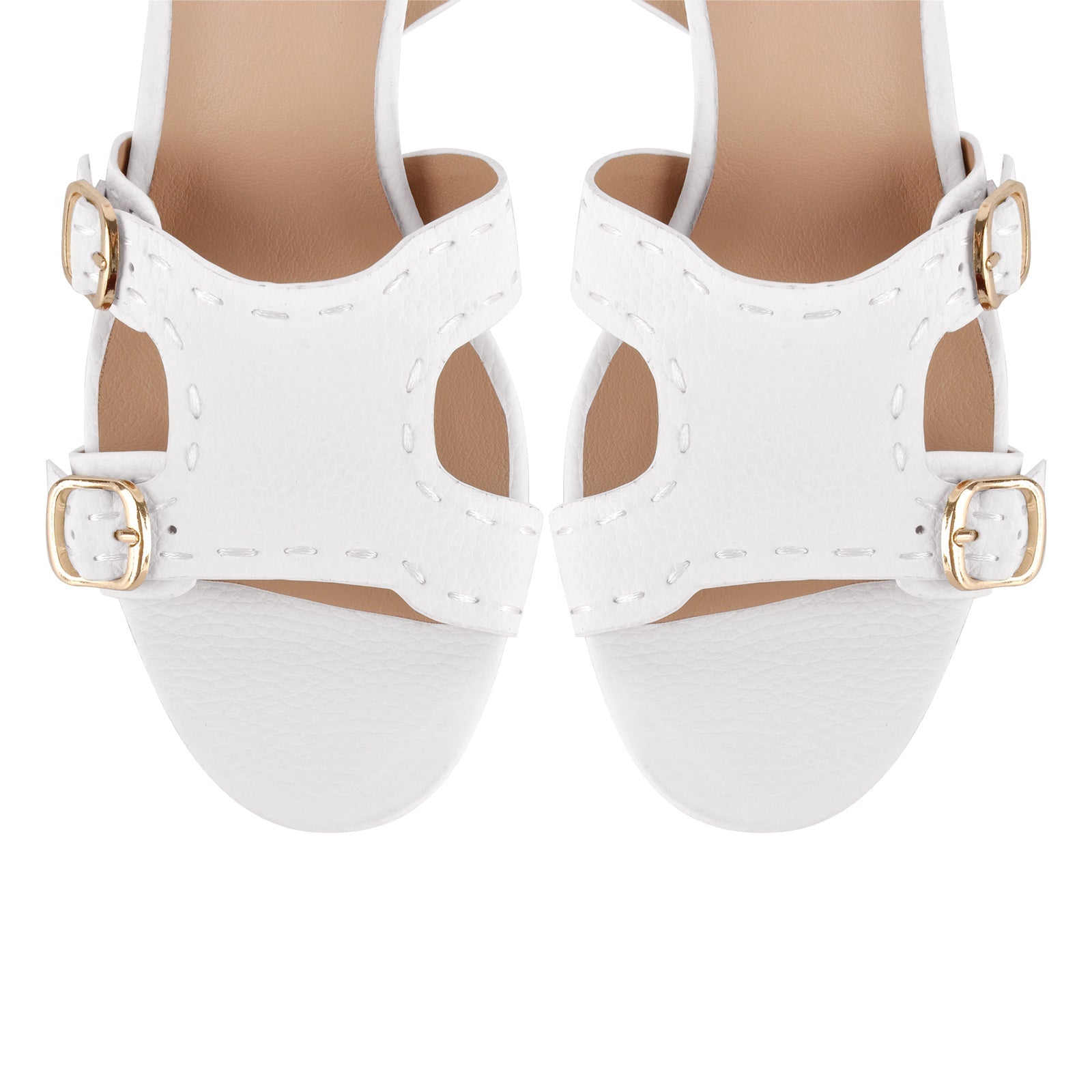 Round Toe Buckle Ankle Strap Chunky Sandals - Onlymaker