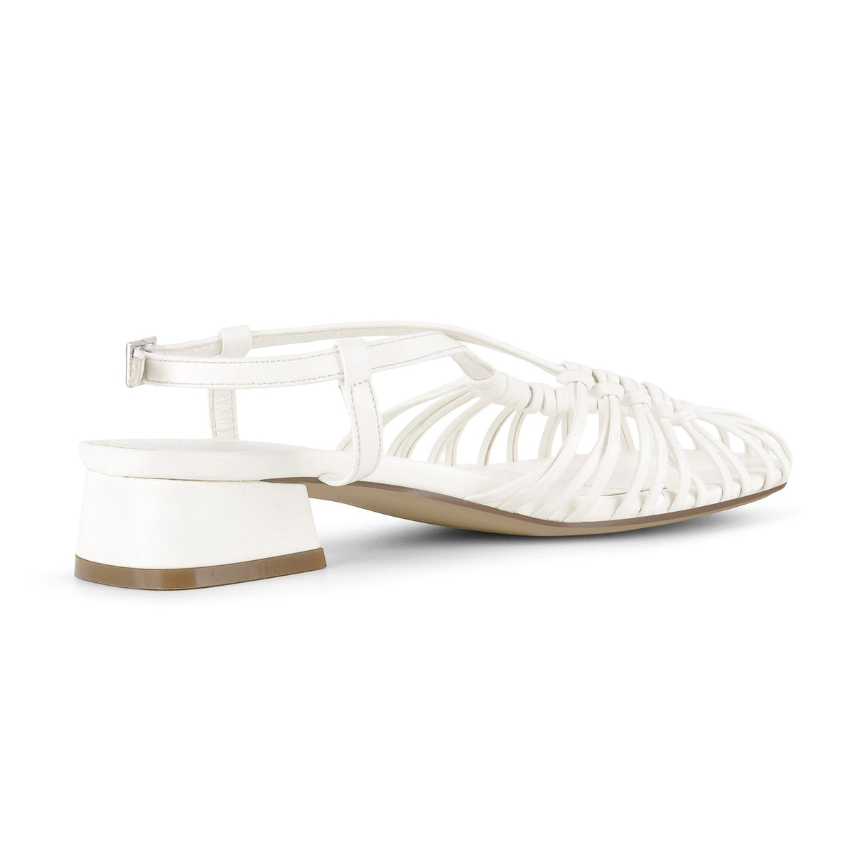 Square Toe Woven Cage Slingback Low Heel Sandals - Onlymaker