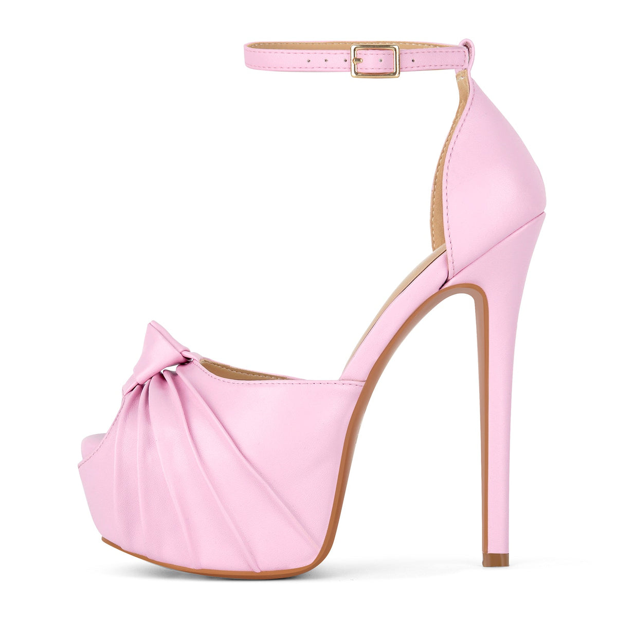 Peep Toe Platform Ankle Strap Stiletto Sandals - Onlymaker