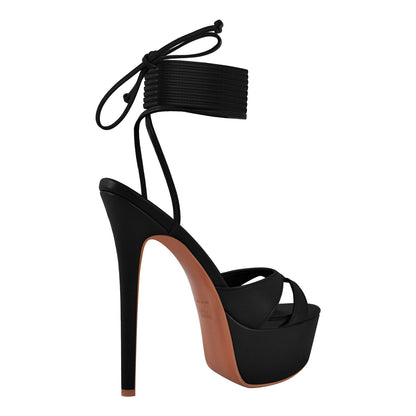 Platform Lace-up High Heel Sandals - Onlymaker