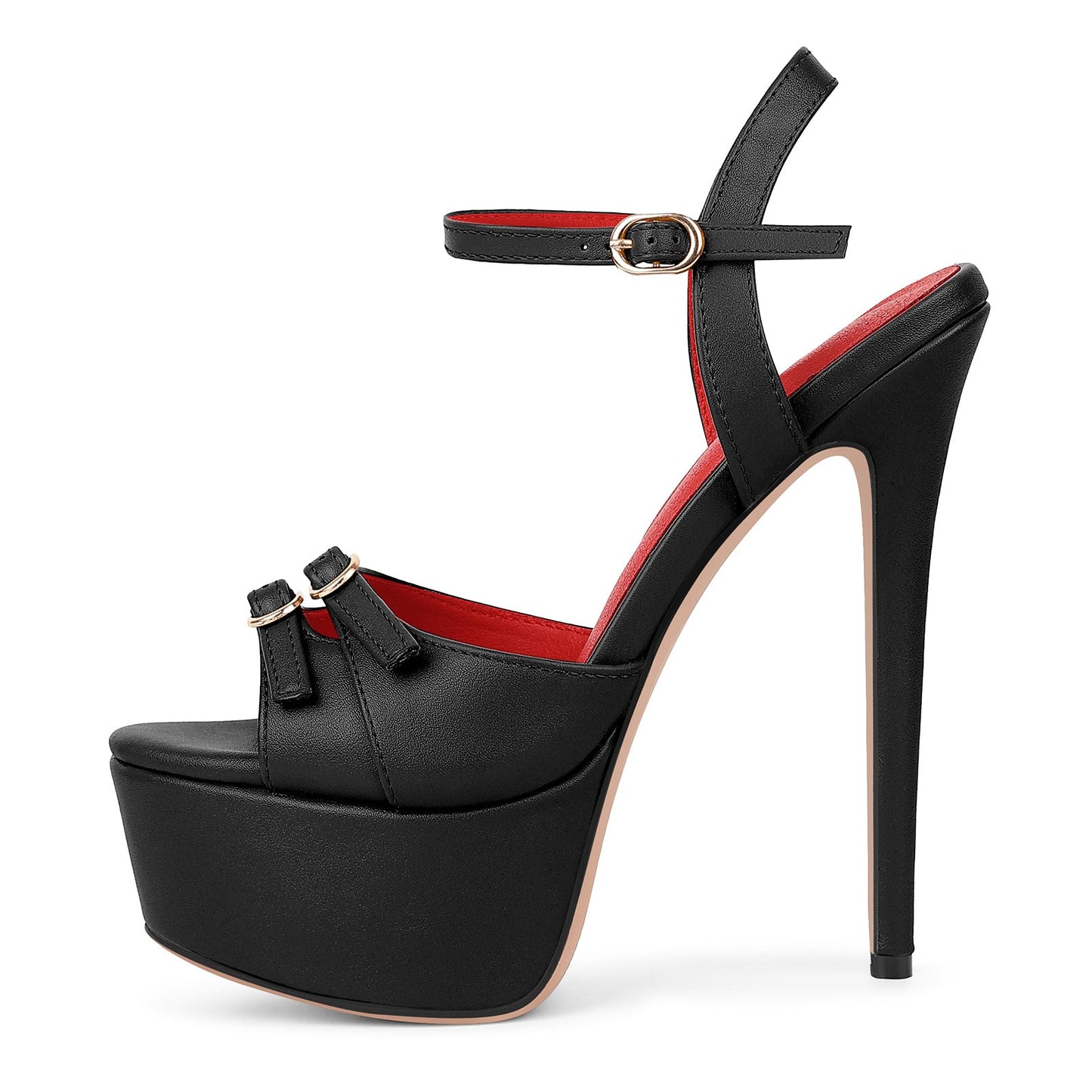 Platform Buckle Strap Stiletto Sandals - Onlymaker
