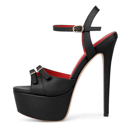 Platform Buckle Strap Stiletto Sandals - Onlymaker