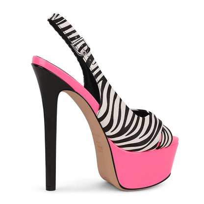 Peep Toe Platform Slingback Stiletto Sandals - Onlymaker