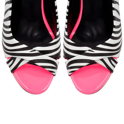 Peep Toe Platform Slingback Stiletto Sandals - Onlymaker