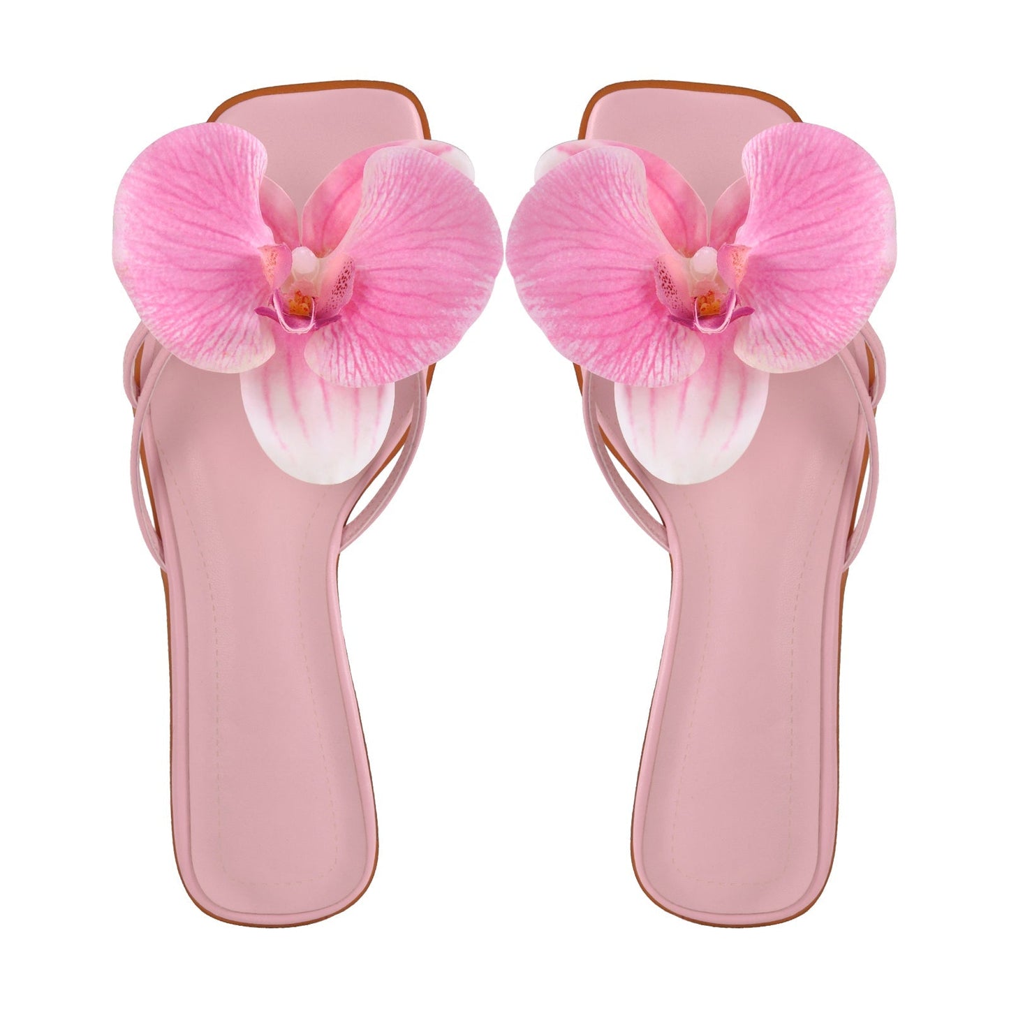 Flower Square Toe Sandals Flats - Onlymaker