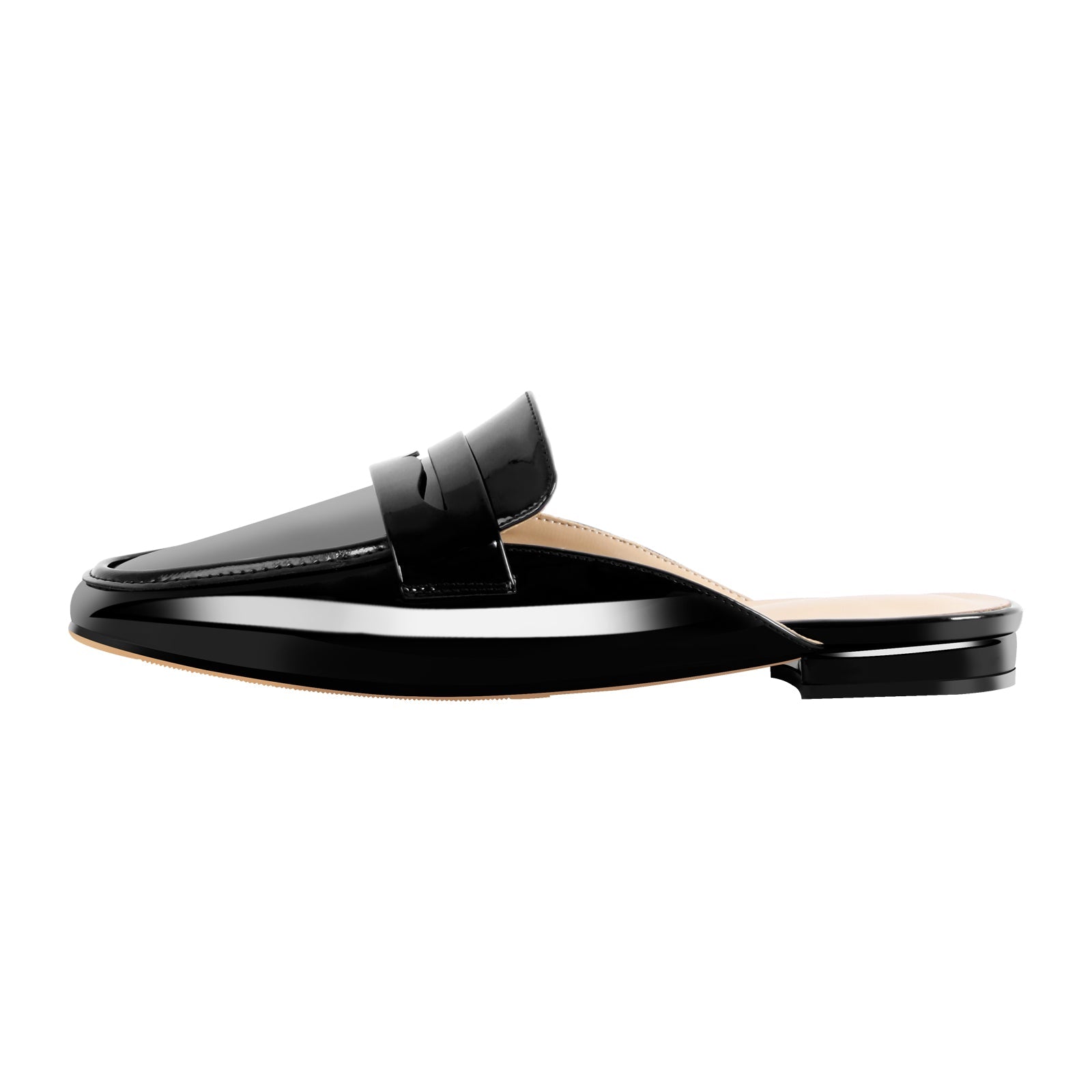 Black Square Toe Mules Flats - Onlymaker