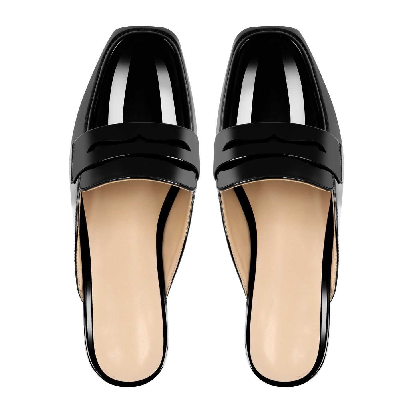 Black Square Toe Mules Flats - Onlymaker