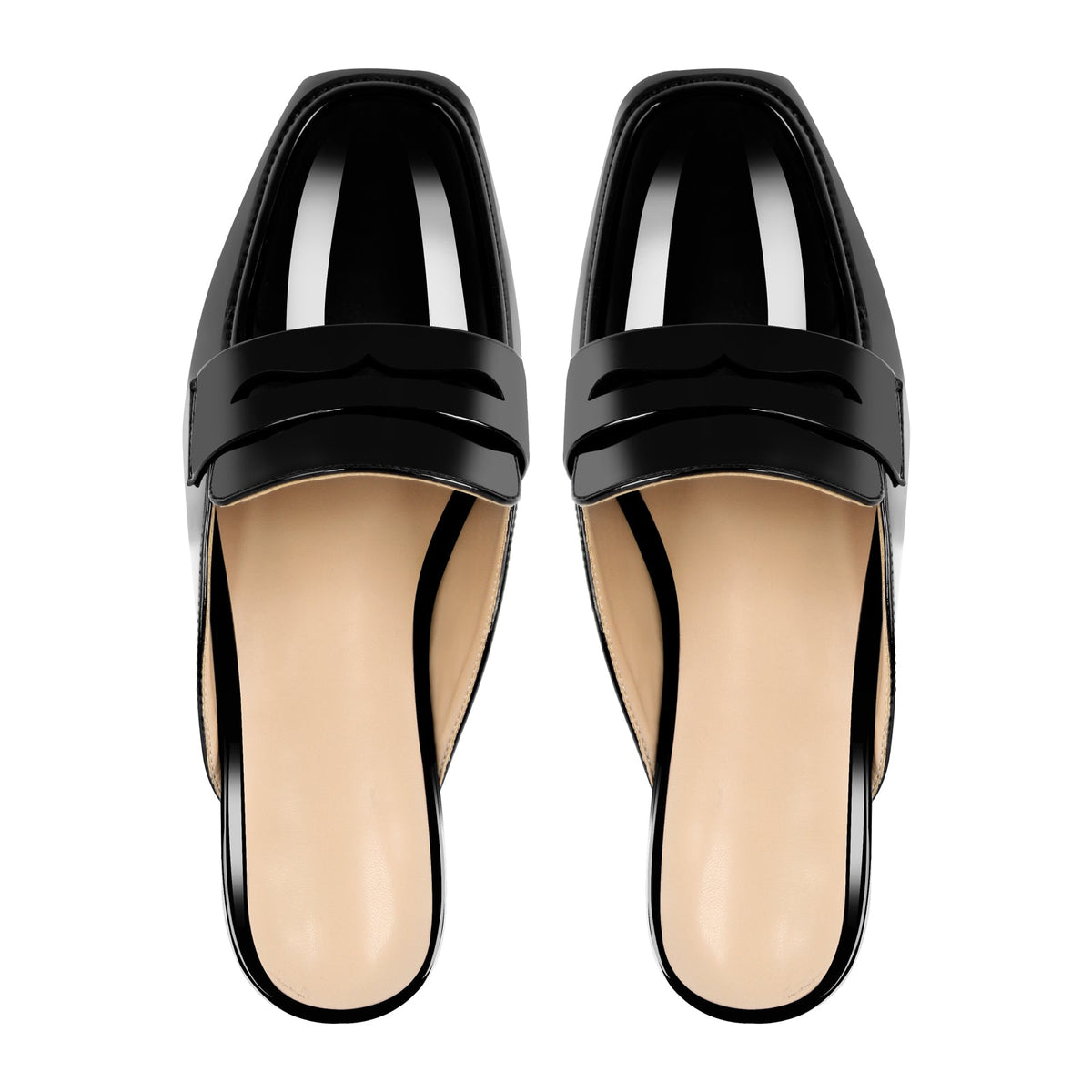 Black Square Toe Mules Flats - Onlymaker