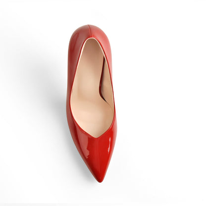 Red Pointed Toe Patent Leather High Heels Stiletto Pumps - Onlymaker