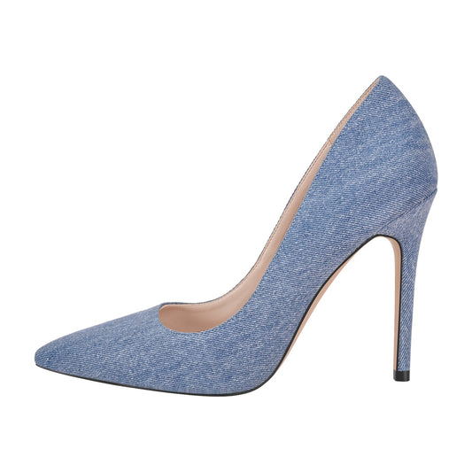 Denim Pointed Toe Stilettos Pumps - Onlymaker