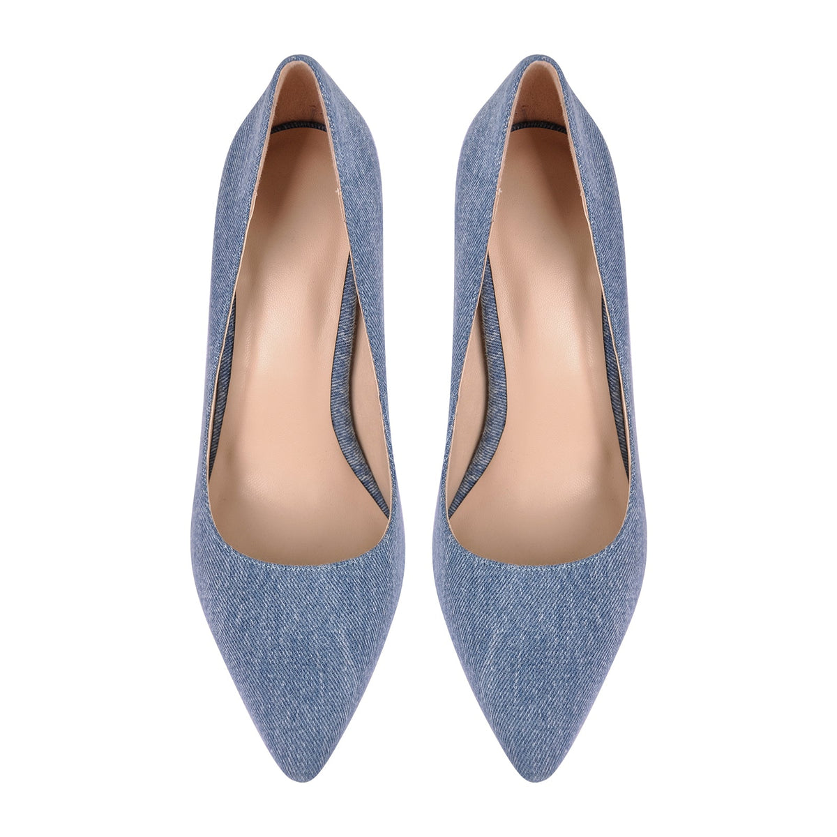 Denim Pointed Toe Stilettos Pumps - Onlymaker