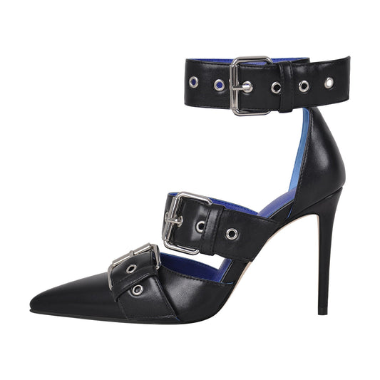 Pointed Toe Ankle Buckle Strap High Heels Pumps - Onlymaker