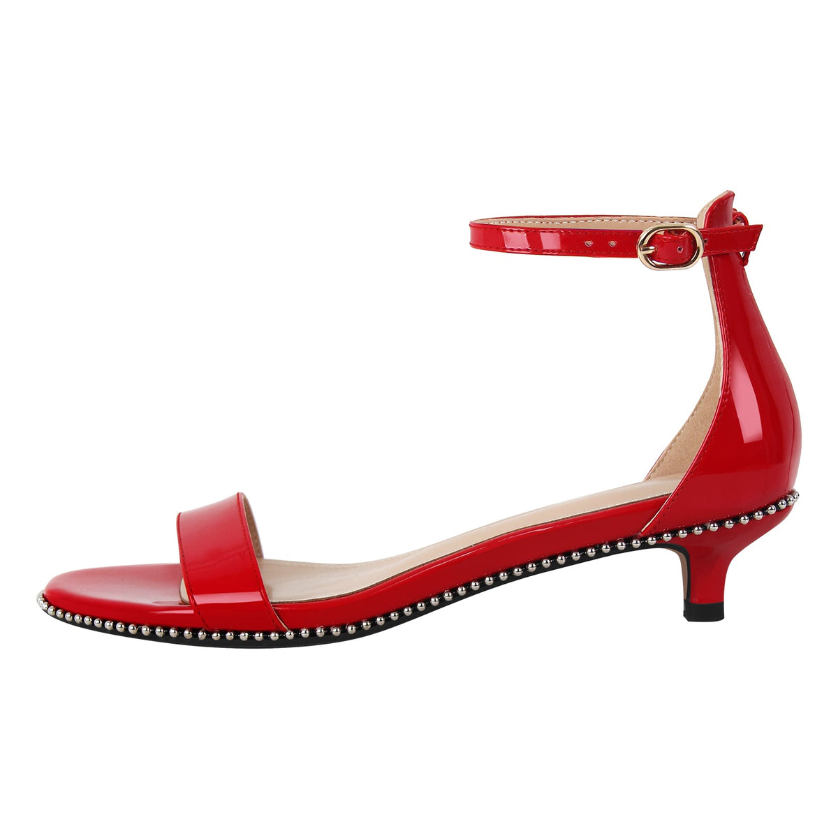 Round Toe Rivet Ankle Strap Sandals - Onlymaker