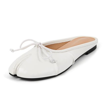 Bow Round Toe Tabi Mule Flats - Onlymaker