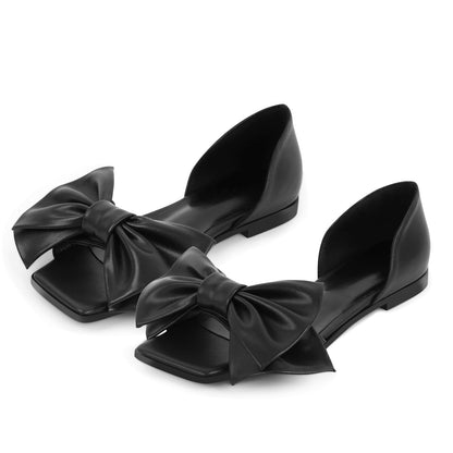 Bow Square Toe Flats - Onlymaker