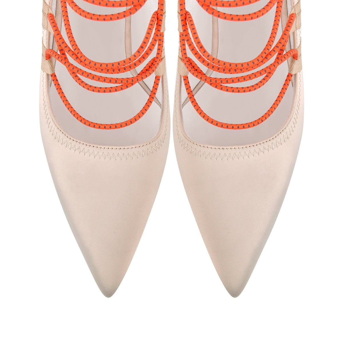 Pointed Toe Gladiator Lace-up Satin Pumps - Onlymaker