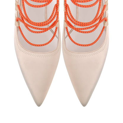 Pointed Toe Gladiator Lace-up Satin Pumps - Onlymaker