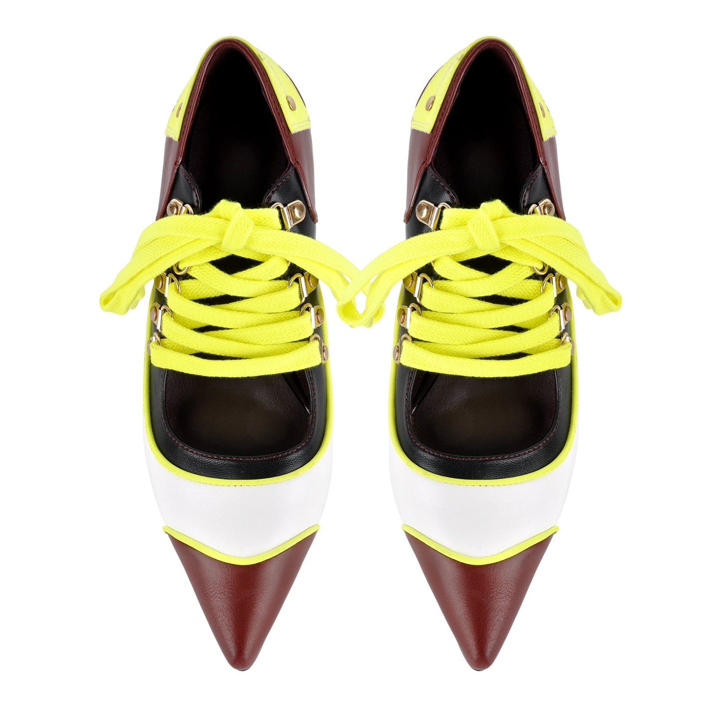 Pointed Toe Lace-up Color Block Stiletto Pumps - Onlymaker